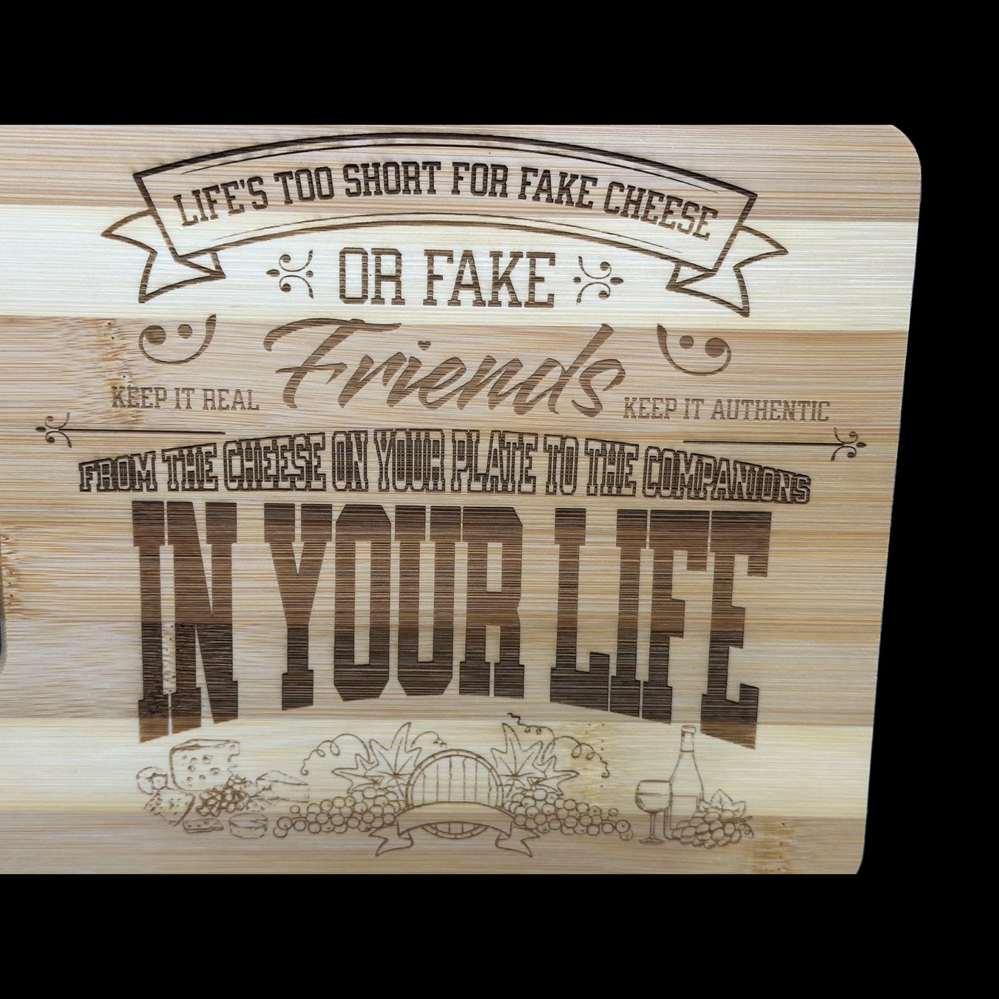 Life Is Too Short Bamboo Cutting Board