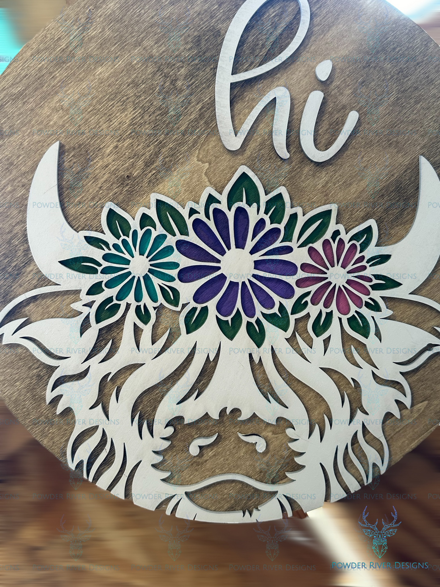 Highland Cow Round Wood Sign