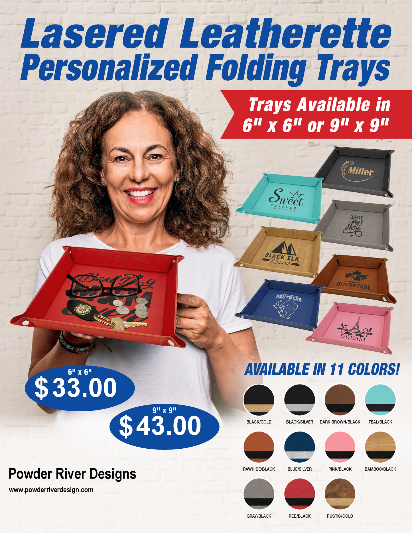 Leatherette Snap Tray with Personalization