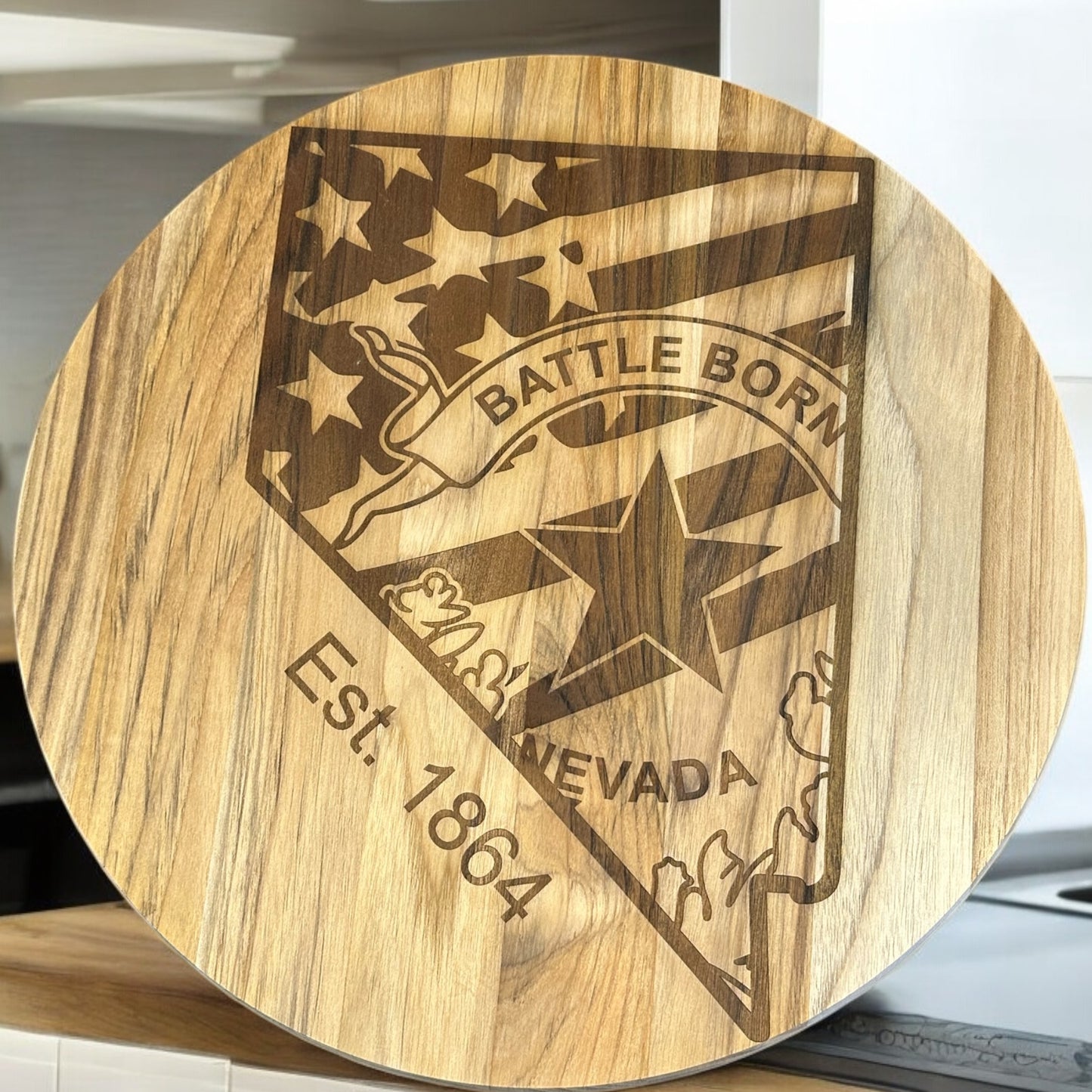 Personalized Teak Wood Charcuterie/Decor Round