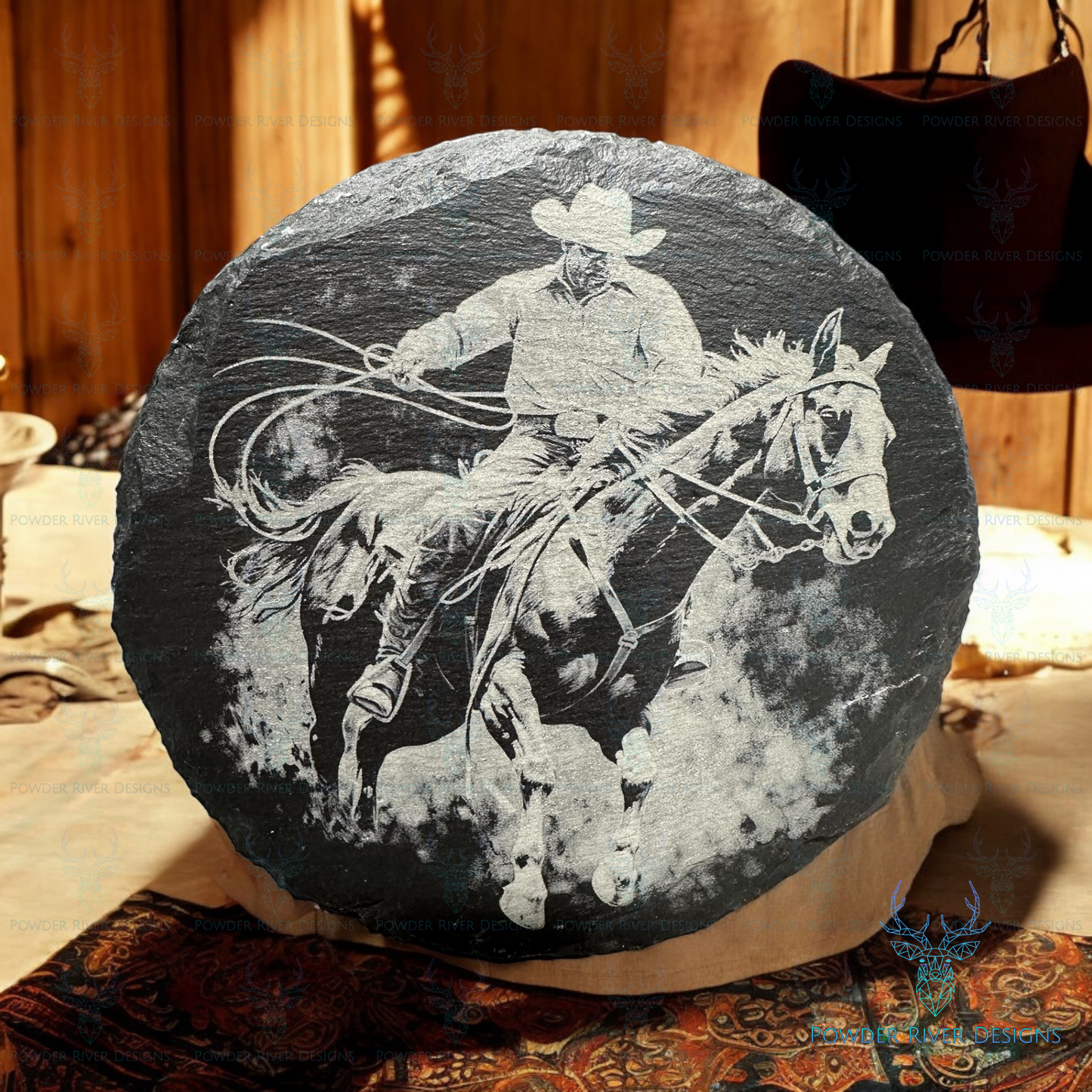 Cowboy Slate Coaster Set