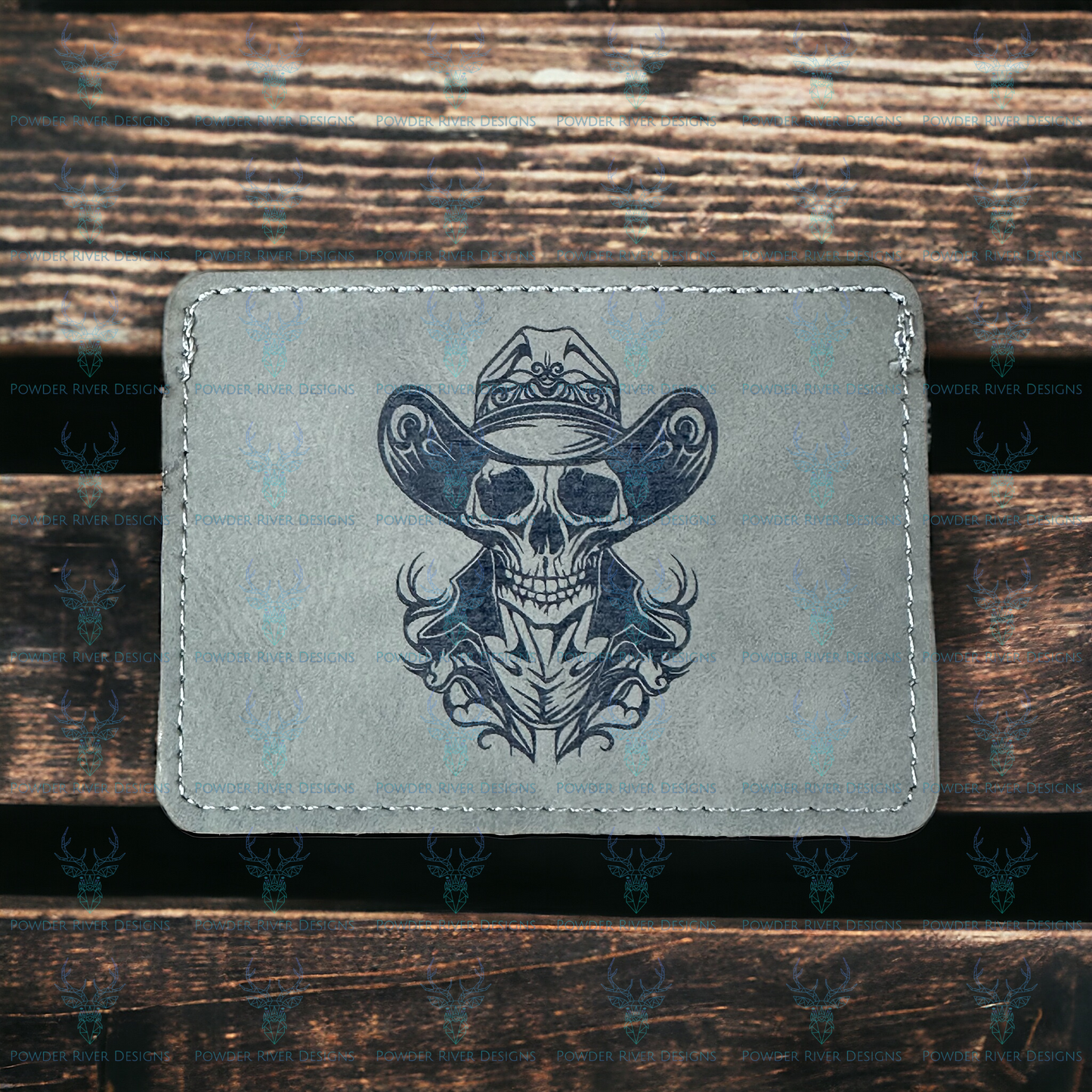 Cowboy Skull Leatherette ID Holder