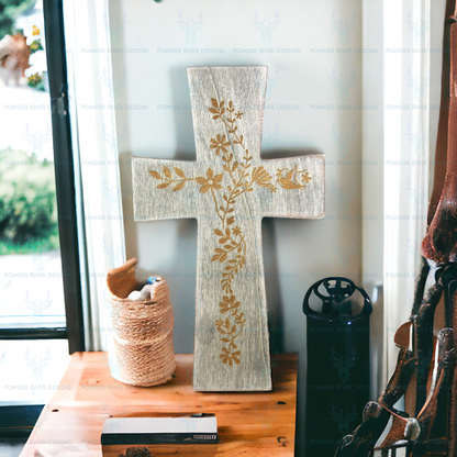 Engraved Floral Cross