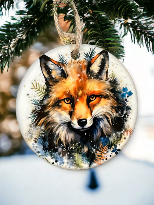 Fox Watercolor Sublimated Ornament