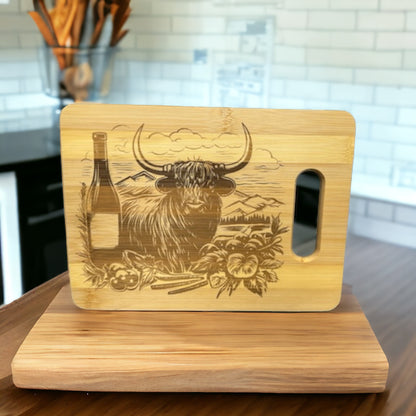 Highland Cow Bamboo Cutting Board