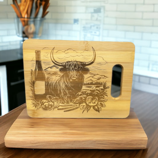 Highland Cow Bamboo Cutting Board