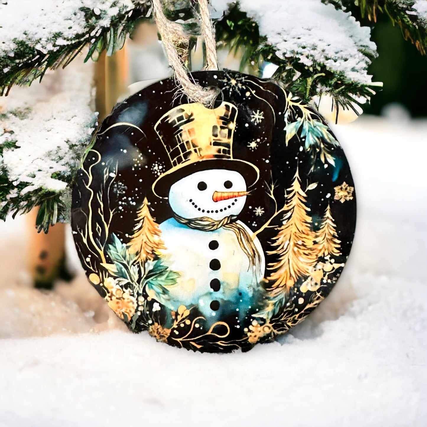 Snowman Christmas Ornament in Watercolor