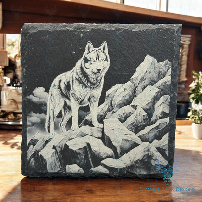 Wolves Slate Coaster Set